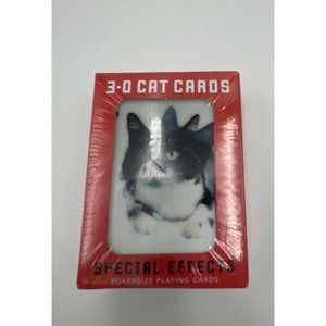 Kikkerland 3-D CAT Playing Cards, Lenticular 3D Special Effects NEW Sealed gift